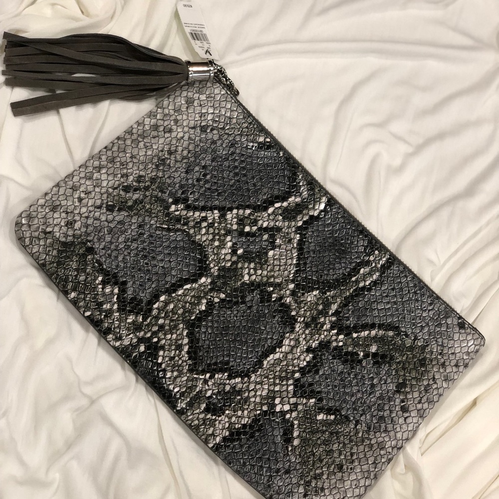 Express snakeskin print clutch!!